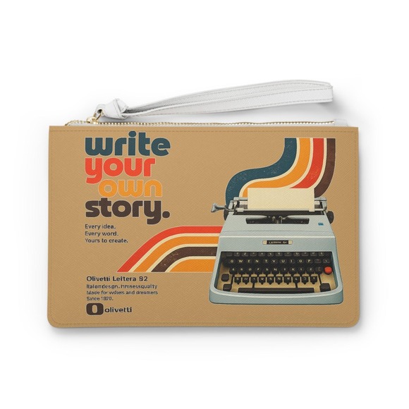 The Unbranded Brand Handbags - Retro Typewriter 'Write Your Own Story' Clutch Bag | Vintage 70s Rainbow Stripes